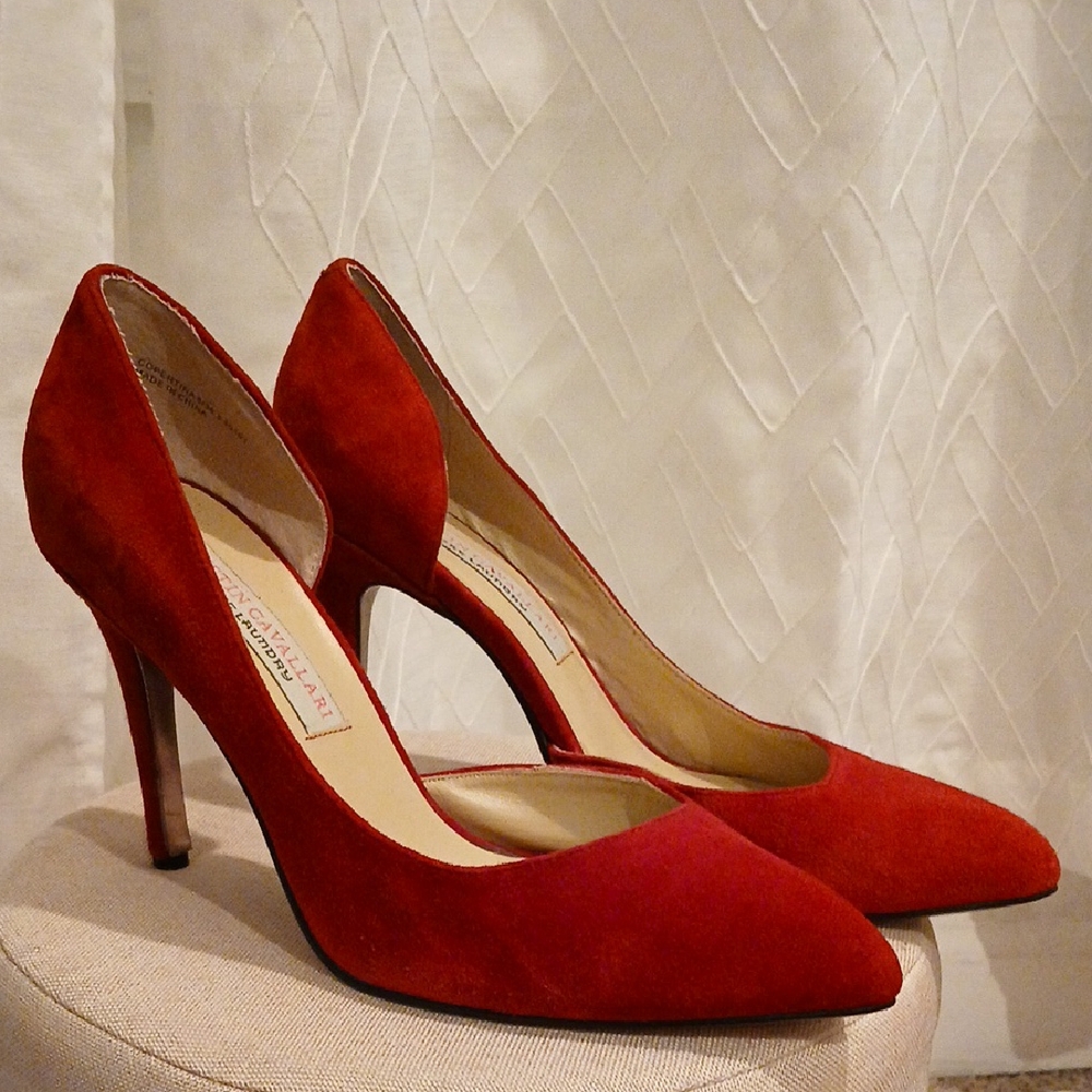 Chic Red Suede Women's Heels